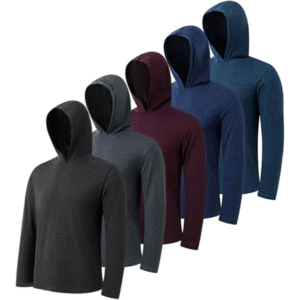 5 Pack Men's Lightweight Pullover Hooded Tees