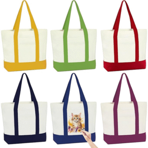 6 Pack Small Canvas Boat Tote Bags Set for School Painting