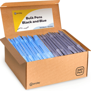 Enday Ballpoint Pens Bulk Blue and Black Pens (240 Pack) 120 Black & 120 Blue