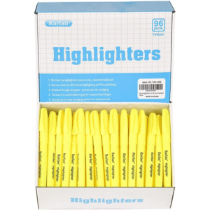 Highlighters, Chisel Tip, Fluorescent Yellow, 96 Count Bulk Pack