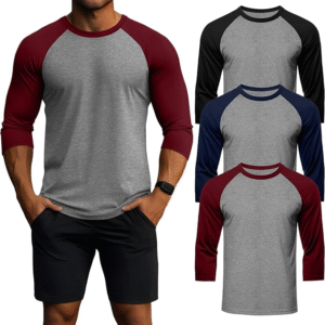 Huukeay 3 Pack Men's 3/4 Sleeve Shirts Cotton Crew Neck Baseball T Shirts