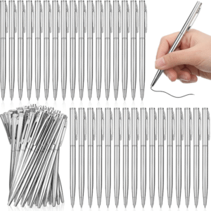Lincia 100 Pieces Silver Slim Metal Ballpoint Pen