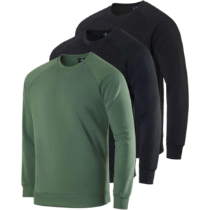 Real Essentials 3 Pack: Men's Soft Plush Fleece Crewneck Sweatshirt