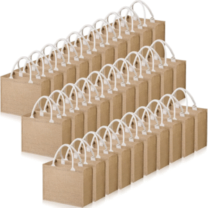Silkfly 30PCS Burlap Tote Bag Bulk Laminated Interior