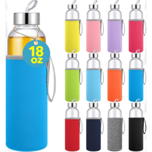 Vesici 12 Set 18 oz Clear Glass Water Bottles