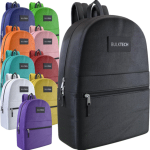 10 Pack Bulk Backpacks, Wholesale 17-Inch Lightweight Bookbags for Kids