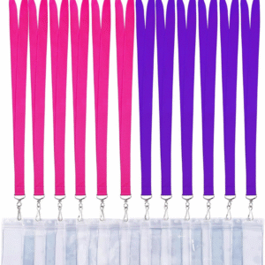 12 Pack Safety Breakaway Pink and Purple Lanyards for ID Badges