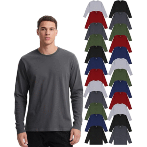 24 Pcs Mens Long Sleeve T-Shirts Bulk