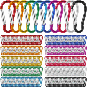 300 Pcs 2" Carabiner Bulk Spring Snap Hooks Bulk Aluminum Alloy Clip Keychain