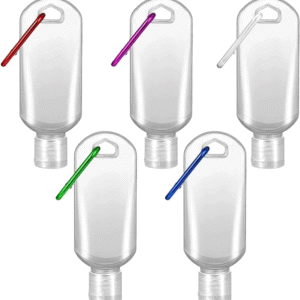 5 Pack Refillable Travel Plastic Bottles Containers with Clip Hand Sanitizer