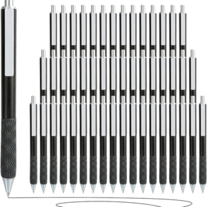Black Gel Pens, 50 Pack Black Pens Bulk 0.5mm Black ink Fine Tip Pen