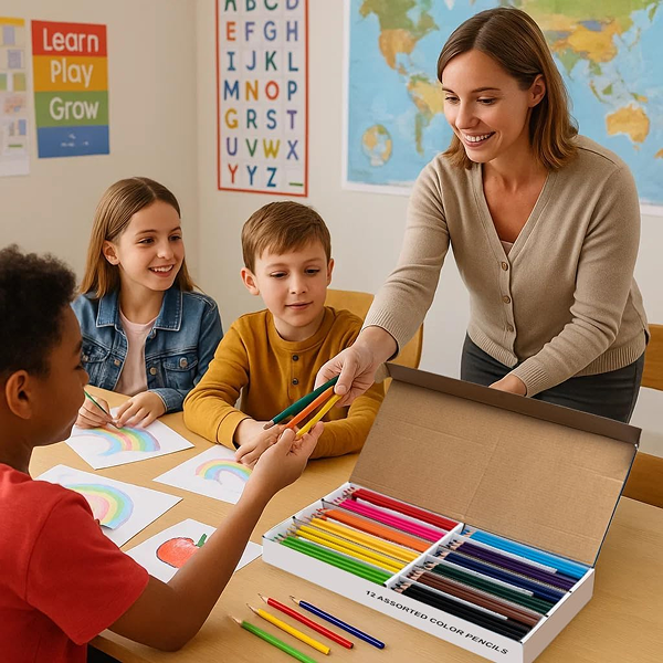 Bulk Colored Pencils, Class Pack for Classroom, 12 Assorted Colors - Image 2