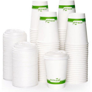 ECOLipak 100 Count 12 oz Compostable Paper Coffee Cups