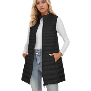 ELFJOY Long Puffer Vest Women Winter Ultra Light Long Down Vest