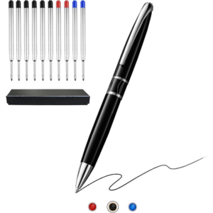 Executive Ballpoint Pens Set, 10 Pcs Refills of 3 Ink Colors