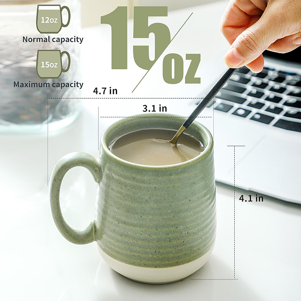 Hasense Stoneware Coffee Mugs Set of 6