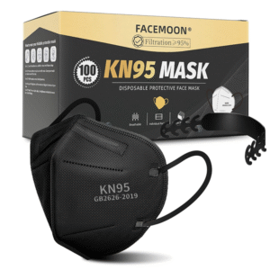 KN95 Face Masks Black Adults - 100 Pack Disposable Masks
