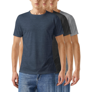 Men's 3-Pack Fine Premium Casual Lightweight Tri Blend Short Sleeve Crew Neck T Shirt