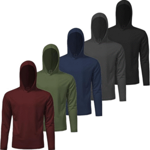 Mens Active Athletic T-Shirts Set Long Sleeve Sun Protective Quick Dry Hoodies Shirt 5 Pack
