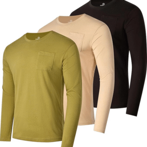 Real Essentials 3 Pack: Men's Cotton Performance Long Sleeve