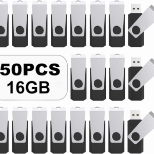 TOPESEL 50PCS 16GB Bulk USB 2.0 Flash Drive Swivel Memory Stick