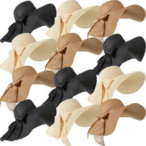 Tigeen 12 PCS Women's Wide Brim Straw Hats