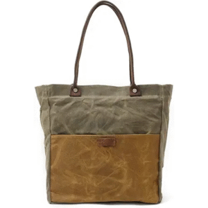 Women's Waxed Canvas Tote Bag with Genuine Leather Trim
