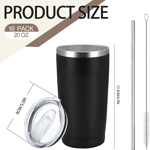 YOUKE OLA 16 Pack Stainless Steel Tumbler Bulk Insulated Vacuum Travel Mug