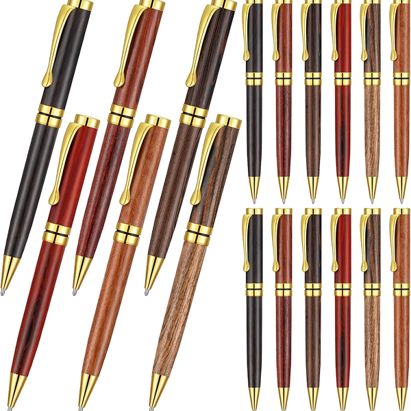 Yeaqee 18 Pcs Luxury Wood Ballpoint Pens