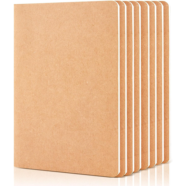 feela 8 Pack Unlined Kraft Paper Notebooks